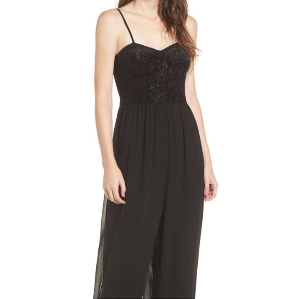 B.O.G. Collective Large Black Velvet Burnout Bustier Jumpsuit Romper Goth Glam